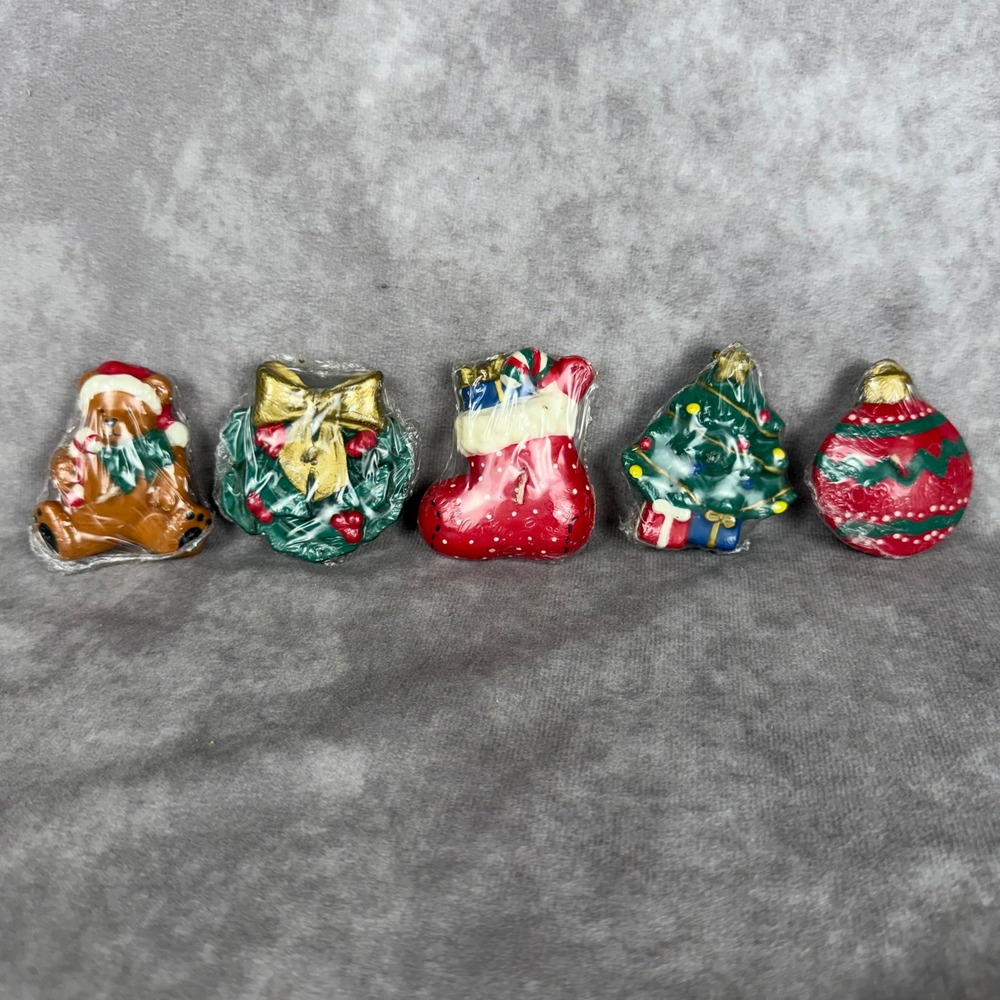 Vtg Lot 5 Ganz Christmas Floating Candles Shaped Bear Tree Wreath Ornament NIP